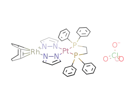 [(COD)Rh(μ-Pz)2Pt(dpe)]ClO4 COD=cyclooctadiene Pz=pyrazolate dpe=1,2-bis(diphenylphosphino)ethane