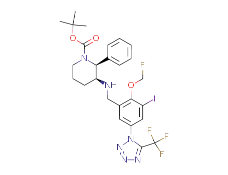 (2S,3S)-3-[2-Fluoromethoxy-3-iodo-5-(5-trifluoromethyl-tetrazol-1-yl)-benzylamino]-2-phenyl-piperidine-1-carboxylic acid tert-butyl ester