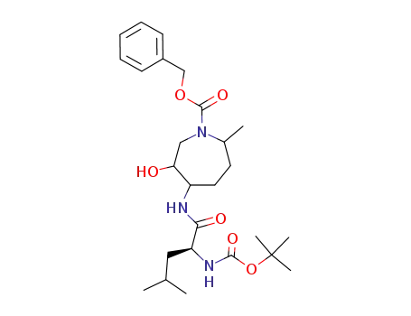 5-((S)-2-tert-butoxycarbonylamino-4-methylpentanoylamino)-6-hydroxy-2-methylazepane-1-carboxylic acid benzyl ester