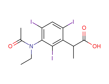 Molecular Structure of 23279-50-7 (2-[3-(N-Ethylacetylamino)-2,4,6-triiodophenyl]propionic acid)