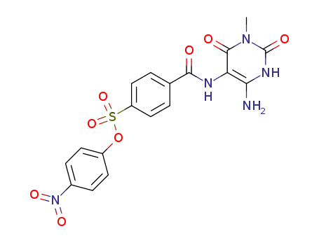 Benzenesulfonic  acid,  4-[[(4-amino-1,2,3,6-tetrahydro-1-methyl-2,6-dioxo-5-pyrimidinyl)amino]carbonyl]-,  4-nitrophenyl  ester
