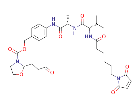 2-(3-Oxo-propyl)-oxazolidine-3-carboxylic acid 4-((S)-2-{(S)-2-[6-(2,5-dioxo-2,5-dihydro-pyrrol-1-yl)-hexanoylamino]-3-methyl-butyrylamino}-propionylamino)-benzyl ester