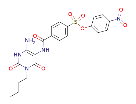 Molecular Structure of 666716-00-3 (Benzenesulfonic  acid,  4-[[(4-amino-1-butyl-1,2,3,6-tetrahydro-2,6-dioxo-5-pyrimidinyl)amino]carbonyl]-,  4-nitrophenyl  ester)