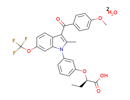 Butanoic acid, 2-[3-[3-(4-methoxybenzoyl)-2-methyl-6-(trifluoromethoxy)-1H-indol-1-yl]phenoxy]-, hydrate (1:2), (2R)-