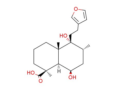 Molecular Structure of 564-12-5 ((1S,4aS,5R,6R,8R,8aR)-5-[2-(furan-3-yl)ethyl]-5,8-dihydroxy-1,4a,6-trimethyldecahydronaphthalene-1-carboxylic acid)