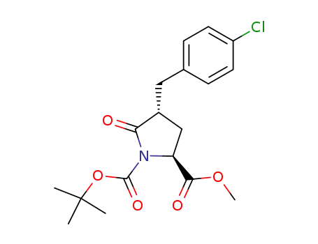 Molecular Structure of 862583-29-7 (1-tert-butyl 2-methyl (2S,4R)-4-(4-chlorobenzyl)-5-oxopyrrolidine-1,2-dicarboxylate)