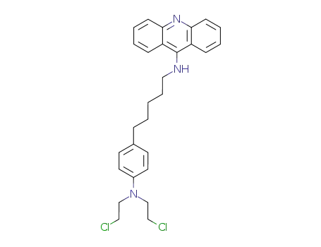 Molecular Structure of 130031-44-6 (N-(5-{4-[bis(2-chloroethyl)amino]phenyl}pentyl)acridin-9-amine)