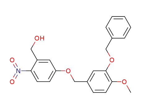 Molecular Structure of 670275-03-3 (Benzenemethanol,
5-[[4-methoxy-3-(phenylmethoxy)phenyl]methoxy]-2-nitro-)