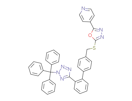 Molecular Structure of 882213-52-7 (4-{5-[2'-(2-trityl-2<i>H</i>-tetrazol-5-yl)-biphenyl-4-ylmethylsulfanyl]-[1,3,4]oxadiazol-2-yl}-pyridine)