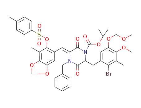 (Z)-1-isopropyloxycarbonyl-6-(2-bromo-4-methoxy-5-methoxymethoxy-3-methylphenylmethyl)-3-[3-methyl-2-(4-methylbenzenesulfoxy)-4,5-methylenedioxyphenylidene]-4-phenylmethylpiperazine-2,5-dione