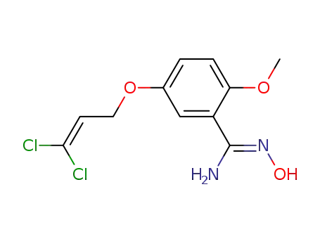 Molecular Structure of 796119-00-1 (5-(3,3-dichloro-allyloxy)-N-hydroxy-2-methoxy-benzamidine)