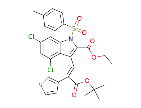 1H-Indole-2-carboxylic acid,
4,6-dichloro-3-[(1E)-3-(1,1-dimethylethoxy)-3-oxo-2-(3-thienyl)-1-propen
yl]-1-[(4-methylphenyl)sulfonyl]-, ethyl ester