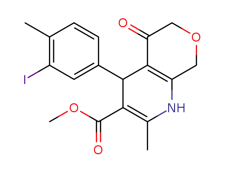 Molecular Structure of 372120-58-6 (1H-Pyrano[3,4-b]pyridine-3-carboxylic acid,
4,5,6,8-tetrahydro-4-(3-iodo-4-methylphenyl)-2-methyl-5-oxo-, methyl
ester)