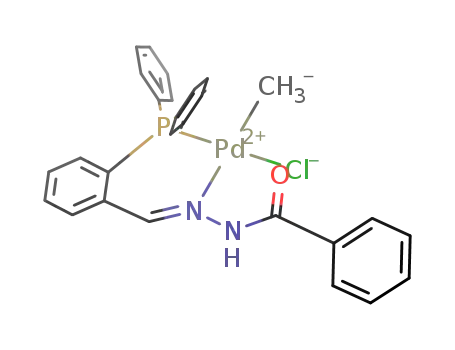 Molecular Structure of 422313-58-4 ((2-(diphenylphosphanyl)benzaldehyde benzoylhydrazone)PdMe(Cl))