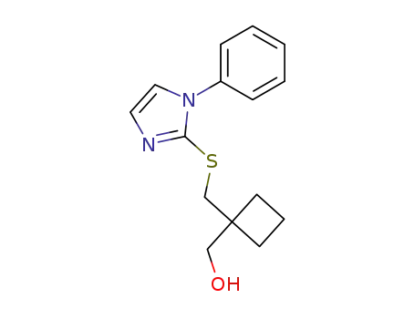 Molecular Structure of 568591-64-0 (Cyclobutanemethanol, 1-[[(1-phenyl-1H-imidazol-2-yl)thio]methyl]-)