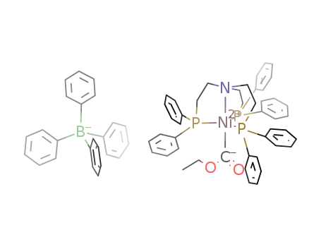 (N(CH<sub>2</sub>CH<sub>2</sub>P(C<sub>6</sub>H<sub>5</sub>)2)3)Ni(CO<sub>2</sub>C<sub>2</sub>H<sub>5</sub>)<sup>(1+)</sup>*B(C<sub>6</sub>H<sub>5</sub>)4<sup>(1-)</sup>=[(N(CH<sub>2</sub>CH<sub>2</sub>P(C<sub>6</sub>H<sub>5</sub>)2)3)Ni(CO<sub>2</sub>C<sub>2</sub>H<sub>5</sub>)]B(C<sub>6</sub>H<sub>5</sub>)4