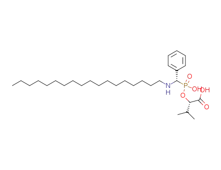 Molecular Structure of 651320-45-5 (Butanoic acid,
2-[[hydroxy[(S)-(octadecylamino)phenylmethyl]phosphinyl]oxy]-3-methyl-
, (2S)-)