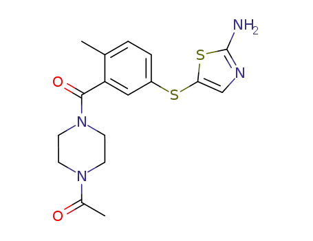 Molecular Structure of 903568-40-1 (1-{4-[5-(2-amino-thiazol-5-ylsulfanyl)-2-methyl-benzoyl]-piperazin-1-yl}-ethanone)