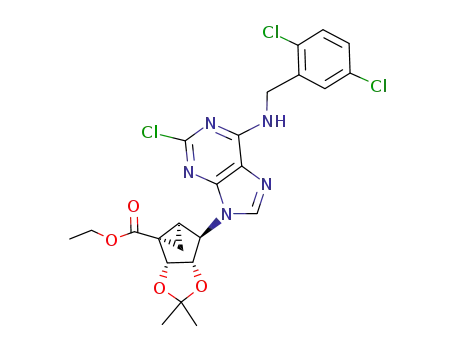 Molecular Structure of 793695-64-4 ((1'S,2'R,3'S,4'R,5'S)-4'-[6-(2,5-dichlorobenzylamino)-2-chloropurin-9-yl]-2',3'-O-isopropylidenebicyclo[3.1.0]haxane-1'-carboxylic acid ethyl ester)