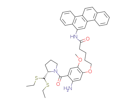 Molecular Structure of 625457-65-0 (5-{5-Amino-4-[(S)-2-(bis-ethylsulfanyl-methyl)-pyrrolidine-1-carbonyl]-2-methoxy-phenoxy}-pentanoic acid chrysen-6-ylamide)