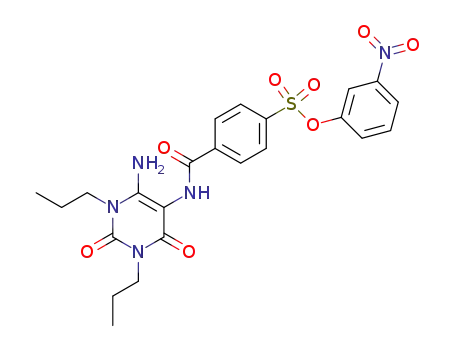 벤젠술폰산, 4-[[(6-아미노-1,2,3,4-테트라히드로-2,4-디옥소-1,3-디프로필-5-피리미디닐)아미노]카르보닐]-, 3-니트로페닐 에스테르
