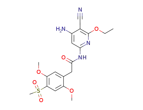 Molecular Structure of 894803-86-2 (Benzeneacetamide, N-(4-amino-5-cyano-6-ethoxy-2-pyridinyl)-2,5-dimethoxy-4-(methylsulfonyl)-)