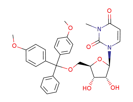 Molecular Structure of 179762-46-0 (Uridine, 5'-O-[bis(4-methoxyphenyl)phenylmethyl]-3-methyl-)