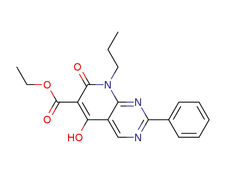 Molecular Structure of 76377-79-2 (ethyl 5-hydroxy-7-oxo-2-phenyl-8-propyl-7,8-dihydropyrido[2,3-d]pyrimidine-6-carboxylate)