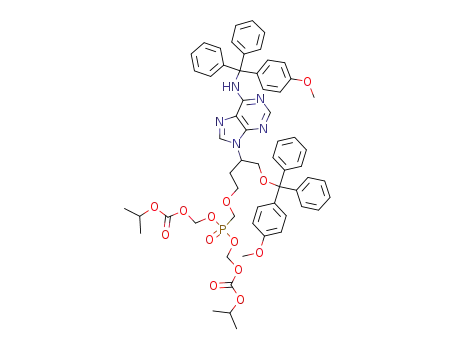(+/-)-9-[(1-(4-monomethoxytrityl)oxymethyl)(3-(di-isopropyloxycarbonyloxymethylphosphono)methoxy)propyl]-N<sup>6</sup>-(4-monomethoxytrityl)-adenine