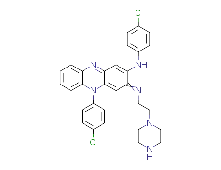Molecular Structure of 111435-92-8 (2-Phenazinamine,
N,5-bis(4-chlorophenyl)-3,5-dihydro-3-[[2-(1-piperazinyl)ethyl]imino]-)