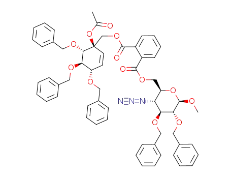Phthalic acid 1-((1R,4S,5R,6S)-1-acetoxy-4,5,6-tris-benzyloxy-cyclohex-2-enylmethyl) ester 2-((2S,3R,4S,5R,6R)-3-azido-4,5-bis-benzyloxy-6-methoxy-tetrahydro-pyran-2-ylmethyl) ester