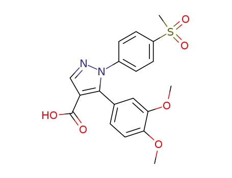 Molecular Structure of 676233-28-6 (1H-Pyrazole-4-carboxylic acid,
5-(3,4-dimethoxyphenyl)-1-[4-(methylsulfonyl)phenyl]-)