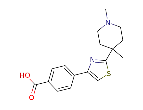Molecular Structure of 1027041-17-3 (4-[2-(1,4-dimethyl-piperidin-4-yl)-thiazol-4-yl]-benzoic acid)