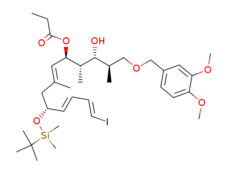 propionic acid (1R,5R)-5-(tert-butyldimethyl-silanyloxy)-1-[(1S,2R,3S)-4-(3,4-dimethoxy-benzyloxy)-1,3-dimethyl-2-hydroxy-butyl]-(2E,6E,8E)-9-iodo-3-methyl-nona-2,6,8-trienyl ester