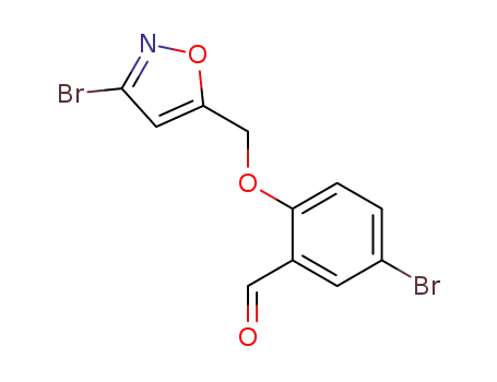 Molecular Structure of 849462-00-6 (Benzaldehyde, 5-bromo-2-[(3-bromo-5-isoxazolyl)methoxy]-)