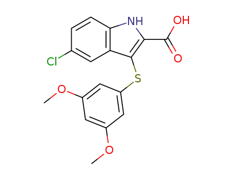 Molecular Structure of 1026883-23-7 (5-chloro-3-[(3,5-dimethoxyphenyl)thio]-1H-indole-2-carboxylic acid)