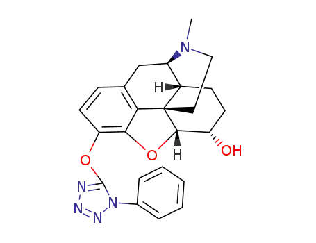 Molecular Structure of 57366-19-5 (4,5α-epoxy-17-methyl-3-(1-phenyl-1<i>H</i>-tetrazol-5-yloxy)-morphinan-6α-ol)