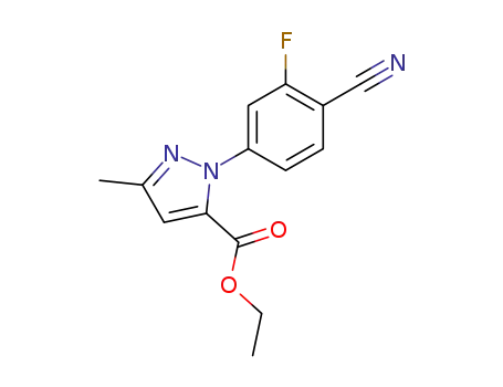 Molecular Structure of 1027140-03-9 (2-(4-cyano-3-fluoro-phenyl)-5-methyl-2<i>H</i>-pyrazole-3-carboxylic acid ethyl ester)
