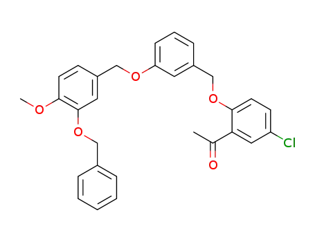 Molecular Structure of 670275-12-4 (Ethanone,
1-[5-chloro-2-[[3-[[4-methoxy-3-(phenylmethoxy)phenyl]methoxy]phenyl]
methoxy]phenyl]-)