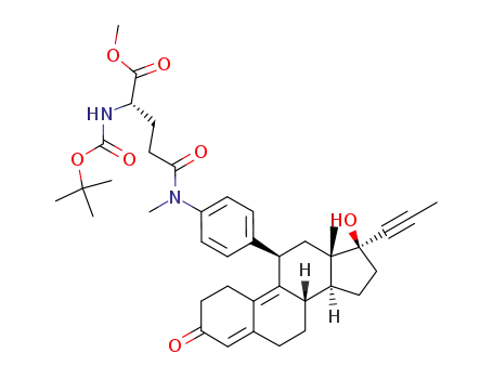 Molecular Structure of 298186-92-2 (11β-{4-((4(S)-t-Butoxycarbonylamino-4(S)-methoxycarbonyl)butyryl-methyl-amino)phenyl}-17β-hydroxy-17α-(1-propynyl)estra-4,9-dien-3-one)