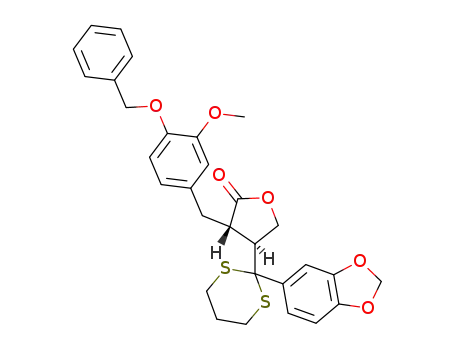 2-(4-benzyloxy-3-methoxybenzyl)-3-(3,4-methylenedioxybenzoylpropane-1,3-dithiane)-γ-butyrolactone