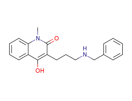Molecular Structure of 88264-07-7 (2(1H)-Quinolinone,
4-hydroxy-1-methyl-3-[3-[(phenylmethyl)amino]propyl]-)