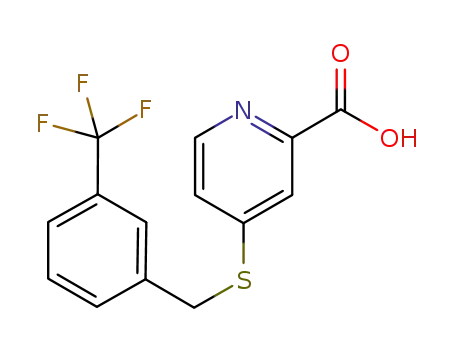 Molecular Structure of 1174738-57-8 (4-(3-trifluoromethylbenzylsulfanyl)pyridine-2-carboxylic acid)