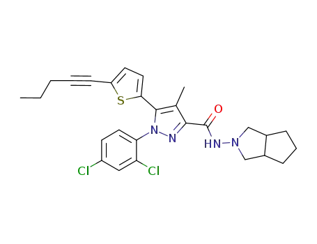 1-(2,4-dichlorophenyl)-N-(hexahydrocyclopenta[c]pyrrol-2(1H)-yl)-4-methyl-5-(5-(pent-1-ynyl)thiophen-2-yl)-1H-pyrazole-3-carboxamide
