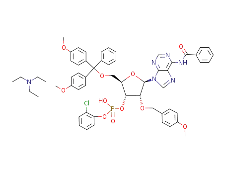 Phosphoric acid (2R,3R,4R,5R)-5-(6-benzoylamino-purin-9-yl)-2-[bis-(4-methoxy-phenyl)-phenyl-methoxymethyl]-4-(4-methoxy-benzyloxy)-tetrahydro-furan-3-yl ester 2-chloro-phenyl ester; compound with triethyl-amine