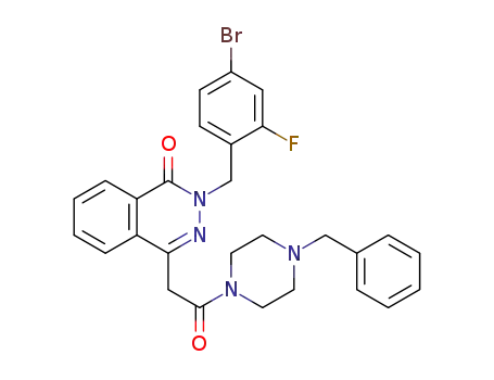 Molecular Structure of 1226760-21-9 (2-(4-bromo-2-fluorobenzyl)-4-(2-(4-benzylpiperazin-1-yl)-2-oxoethyl)phthalazin-1(2H)-one)