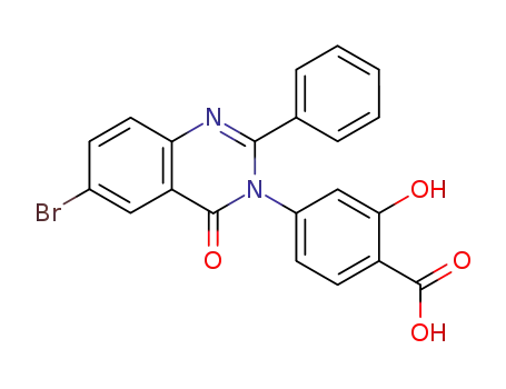 Molecular Structure of 87888-63-9 (4-(6-Bromo-4-oxo-2-phenyl-4H-quinazolin-3-yl)-2-hydroxy-benzoic acid)