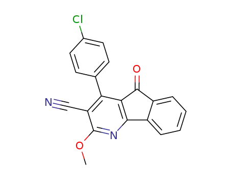 Molecular Structure of 87999-09-5 (5H-Indeno[1,2-b]pyridine-3-carbonitrile,
4-(4-chlorophenyl)-2-methoxy-5-oxo-)