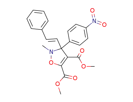 Molecular Structure of 92630-66-5 (4,5-Isoxazoledicarboxylic acid,
2,3-dihydro-2-methyl-3-(4-nitrophenyl)-3-(2-phenylethenyl)-, dimethyl
ester, (E)-)