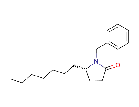 Molecular Structure of 95513-31-8 (2-Pyrrolidinone, 5-heptyl-1-(phenylmethyl)-, (S)-)